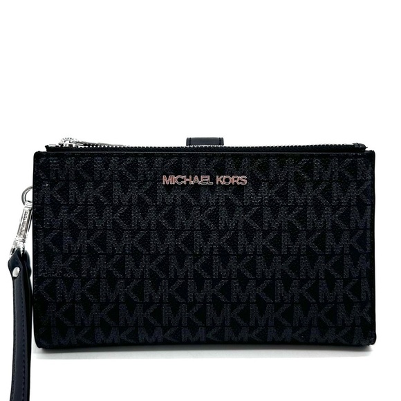 Michael Kors Large Double Zip Wallet Wristlet Black - Picture 1 of 9